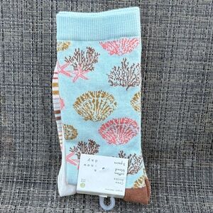 NWT Socks Sea Life 3 pr.- Blue, Pink, Brown Crew Socks, Cotton Blend